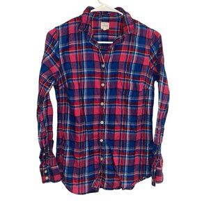 J Crew The Perfect Shirt  Multi Color Plaid Long Sleeve Button Down Size XS